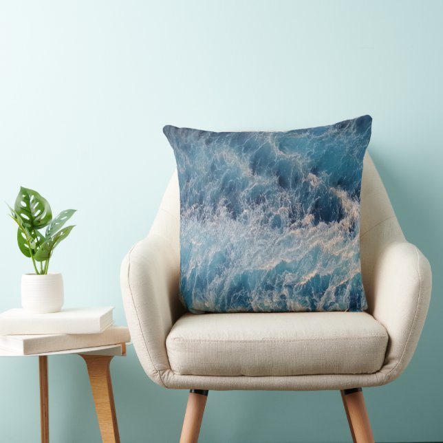 Ocean Blue Waves Cushion (Chair)