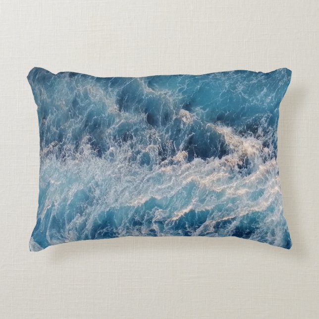 Ocean Blue Waves Decorative Cushion (Front)