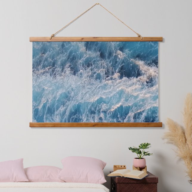 Ocean Blue Waves Hanging Tapestry (Bedroom)