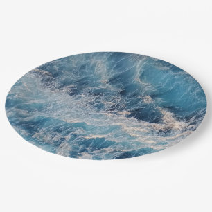 Ocean Blue Waves Paper Plate