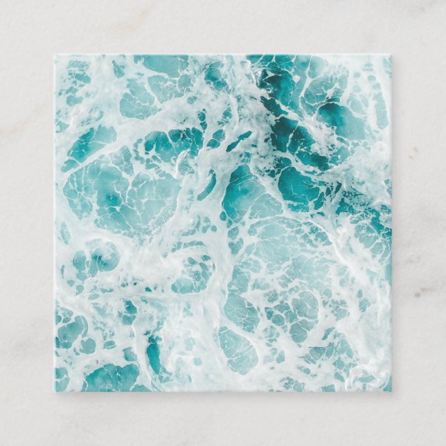Ocean Blue Waves Square Business Card (Front)