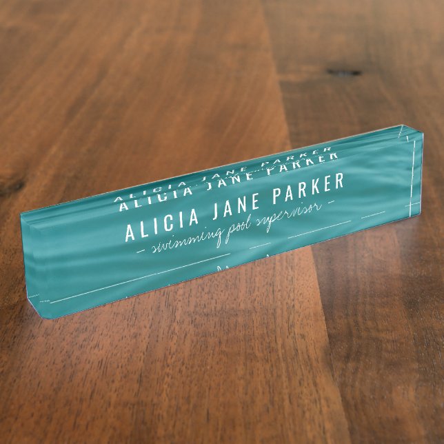 Ocean blue waves swimming pool supervisor nameplate (Side)
