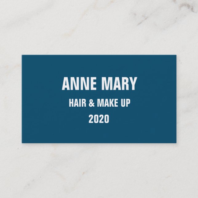 Ocean Blue White Hair & Make Up Stylish Modern Business Card (Front)