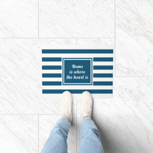 Ocean Blue & White Stripe Personalised Doormat