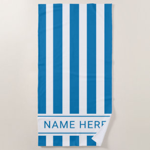 Ocean Blue White Stripe Towel with Your Name