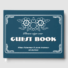 Ocean Blue & White Wedding Guest Book