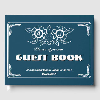 Ocean Blue & White Wedding Guest Book