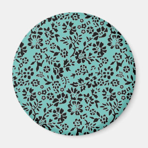Ocean Blue with Black Flowers Magnet