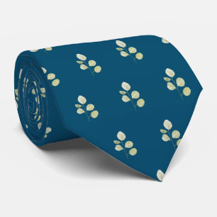 Ocean Blue with Green Leaves wedding Neck Tie