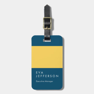 Ocean blue yellow elegant unique modern luggage tag