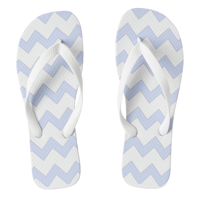 Ocean blue zigzag chevron design pastel blue thongs (Footbed)