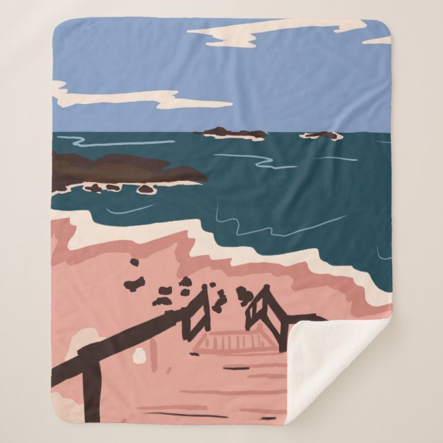 Ocean Blues Sherpa Blanket (Front)