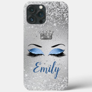 Ocean Blush Blue Glitter Eyes Monogram iPhone 13 Pro Max Case