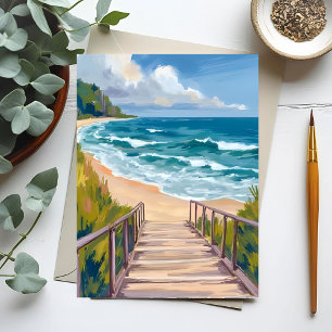 Ocean Boardwalk Beach Waves Coastal Postcard