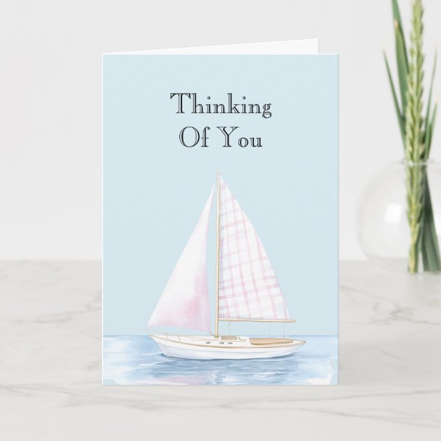 Ocean Boat Thinking of You Card (Front)