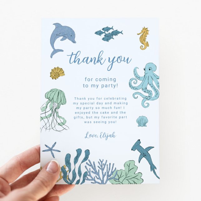 Ocean Boy Birthday Party Thank You Card (Creator Uploaded)
