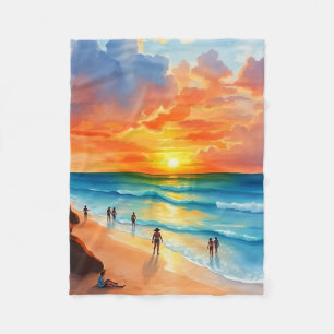 Ocean Breeze and Fiery Skies Fleece Blanket