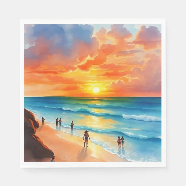 Ocean Breeze and Fiery Skies Napkin (Front)