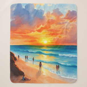 Ocean Breeze and Fiery Skies Sherpa Blanket