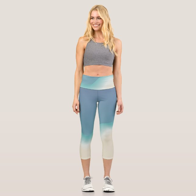 Ocean Breeze Beach Colour Blend Capri Leggings (Front)