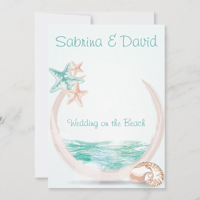 Ocean Breeze Beach Wedding Invitation (Front)
