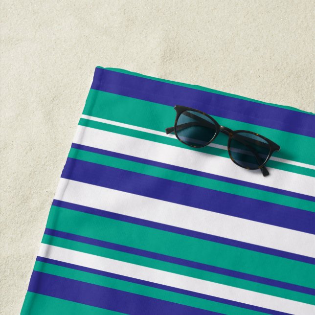 Ocean Breeze Diagonal Stripe Beach Towel (In Situ)