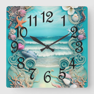 Ocean Breeze  Square Wall Clock