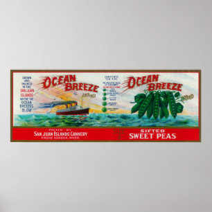 Ocean Breeze Sweet Peas Label Poster