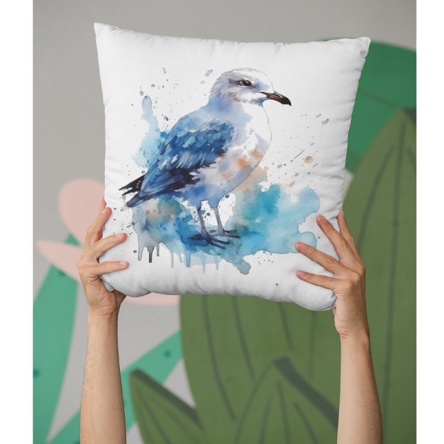 Ocean Breeze: Watercolor Seagull Cushion (Creator Uploaded)
