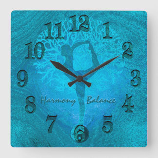 Ocean Breeze Yoga Yin Yang Square Wall Clock