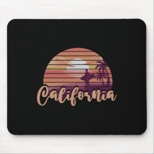Ocean Cali Palm Trees Surfing Ca Sea Beach Retro C Mouse Pad