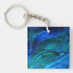 Ocean Carved Stone Key Ring