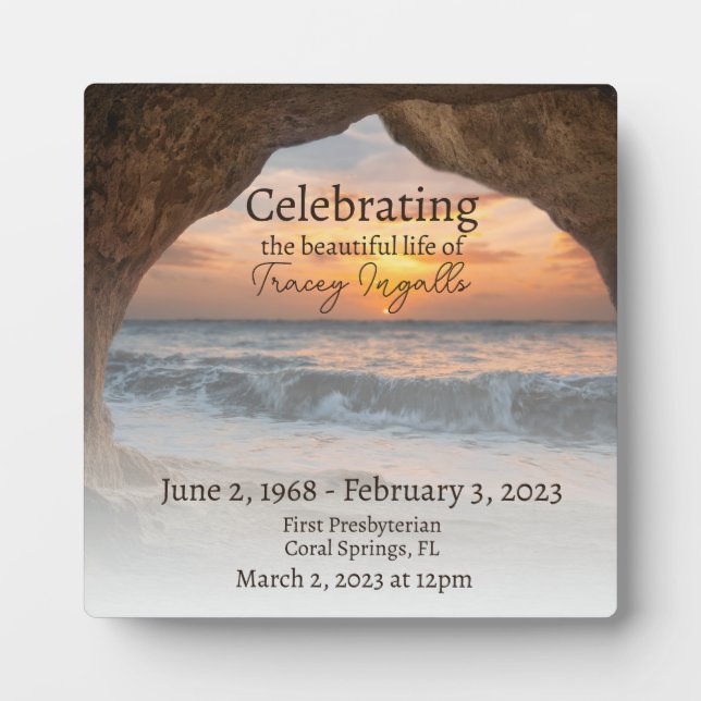 Ocean Cave Beach Celebration of Life Plaque (Front)