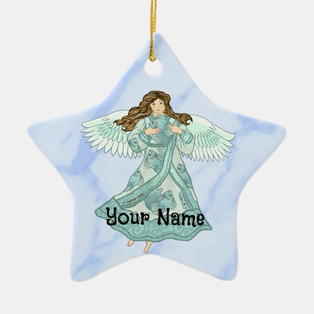 Ocean Christian angel  Ceramic Ornament (Front)