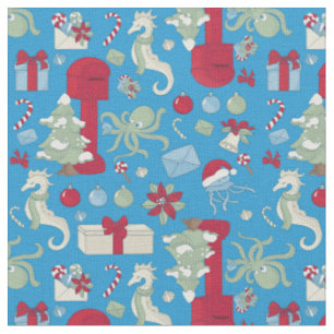 ocean christmas octopus mailbox santa jellyfish fabric