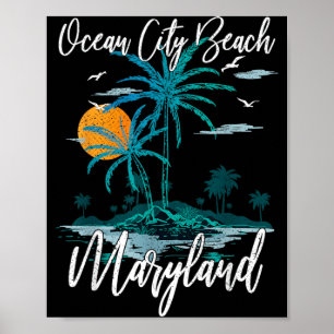 Ocean City Beach Maryland Palm Tree Summer Family Poster