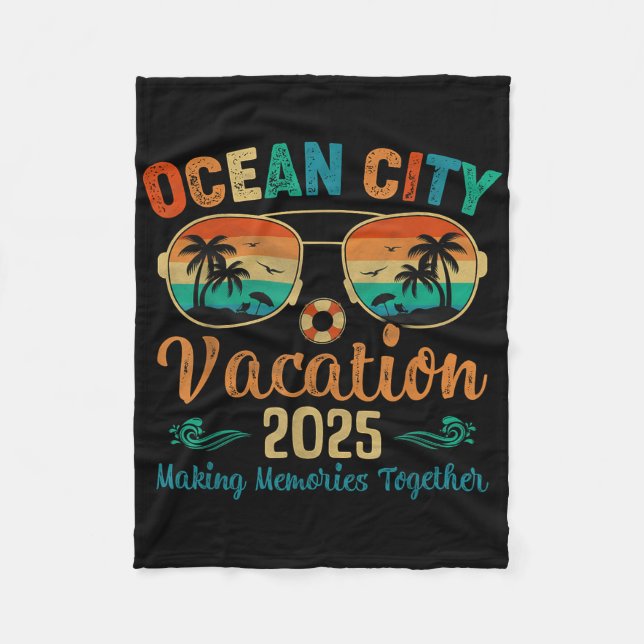 Ocean City Beach Vacation 2025 Friends Family Summ Fleece Blanket (Front)