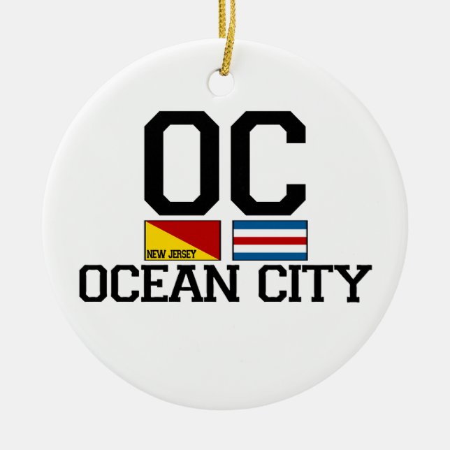 Ocean City. Ceramic Tree Decoration (Front)