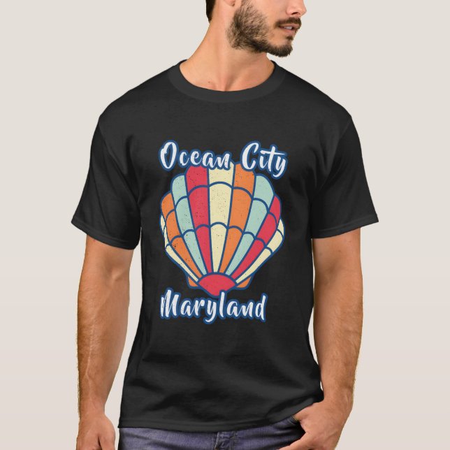 Ocean City Maryland Beach Seashell Scallop Shell T-Shirt (Front)