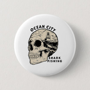 Ocean City Maryland Beach Shark Fishing Salt 6 Cm Round Badge