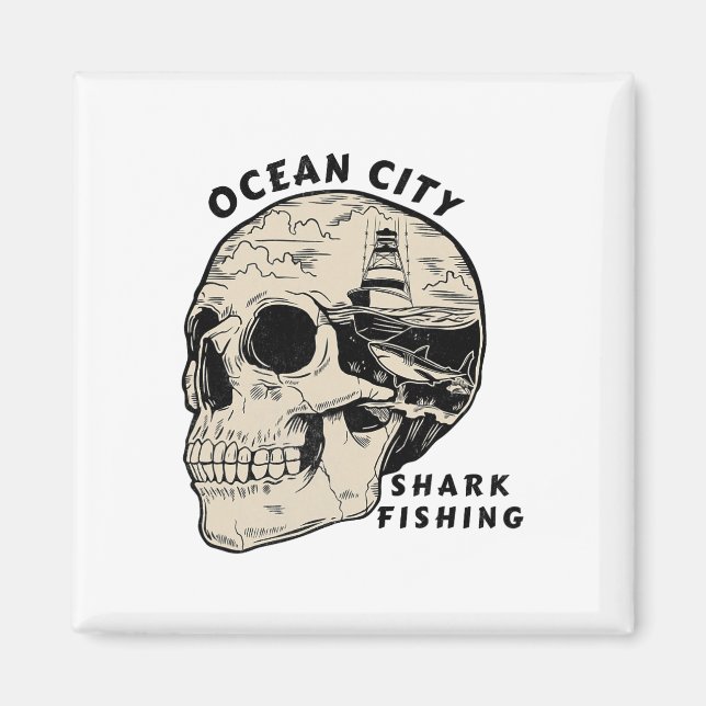 Ocean City Maryland Beach Shark Fishing Salt  Magnet (Front)