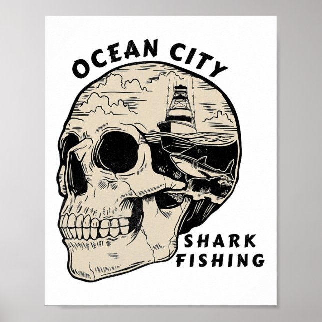 Ocean City Maryland Beach Shark Fishing Salt  Poster (Front)