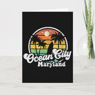 Ocean City Maryland Beach Vacation Retro Surfing S Card