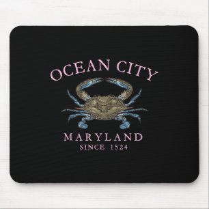 Ocean City Maryland Blue Crab Since 1524 Arched Pi Mouse Pad