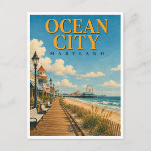 Ocean City Maryland Boardwalk GeoSaga Postcard