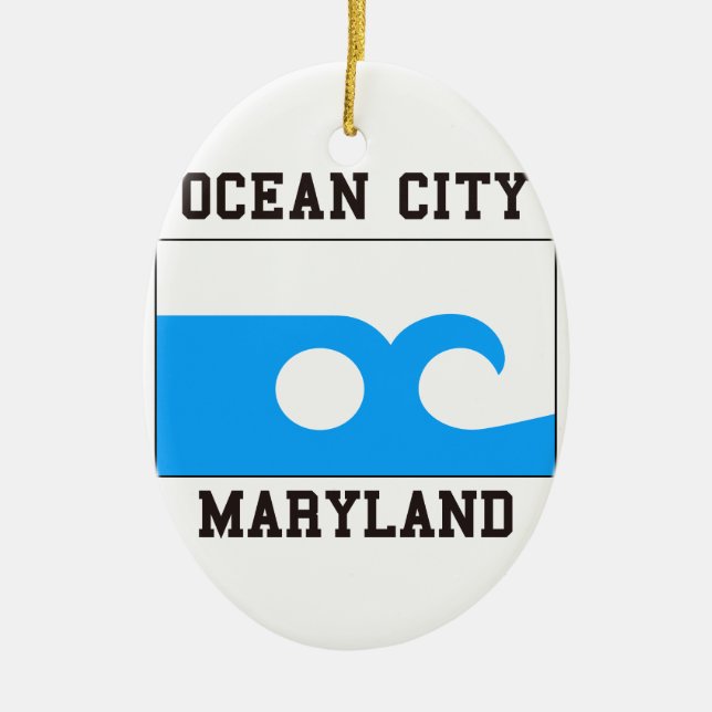 Ocean City Maryland Ceramic Tree Decoration (Front)