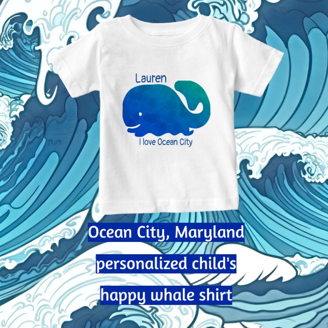 Ocean City Maryland Colourful Whale Baby T-Shirt (Creator Uploaded)