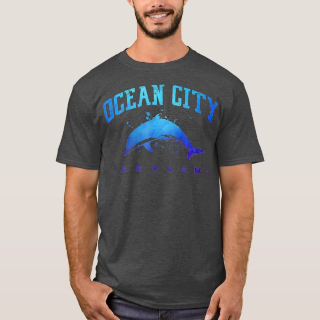 OCEAN CITY MARYLAND Dolphin Beach Fishing Family T-Shirt (Front)