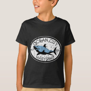 Ocean City Maryland Fishing Shark Fish Beach MD Vi T-Shirt