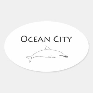 Ocean City Maryland Logo (dolphin) Oval Sticker